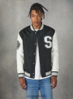 είδη ένδυσης Alcott Bomber jacket κολεγιακού τύπου με ανακυκλωμένη επένδυση bk1 μαύρο άνδρες RRJDJ4819 - Image 4