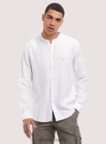 είδη ένδυσης Alcott camicia 100% lino collo coreano az3 γαλάζιο φως άνδρες RRJDJ4722 - Image 2