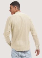 είδη ένδυσης Alcott camicia 100% lino collo coreano az3 γαλάζιο φως άνδρες RRJDJ4857 - Image 3