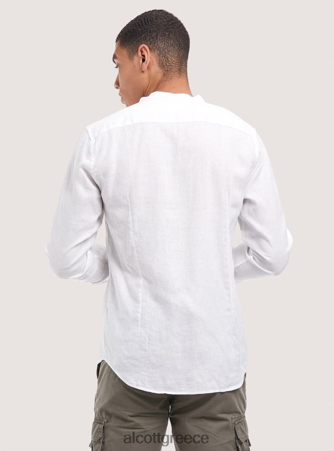είδη ένδυσης Alcott camicia 100% lino collo coreano az3 γαλάζιο φως άνδρες RRJDJ4722 - Image 4