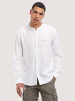 είδη ένδυσης Alcott camicia 100% lino collo coreano az3 γαλάζιο φως άνδρες RRJDJ4722