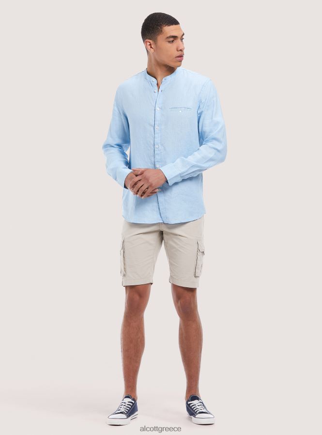 είδη ένδυσης Alcott camicia 100% lino collo coreano az3 γαλάζιο φως άνδρες RRJDJ41033 - Image 1