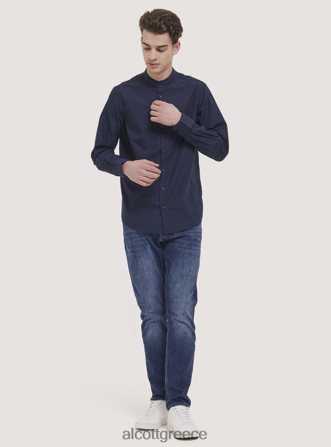είδη ένδυσης Alcott camicia a maniche lunghe con collo coreano άσπρο άνδρες RRJDJ4808 - Image 3