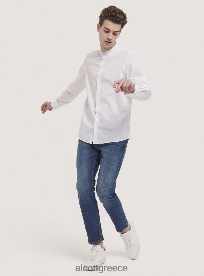 είδη ένδυσης Alcott camicia a maniche lunghe con collo coreano άσπρο άνδρες RRJDJ41019 - Image 3