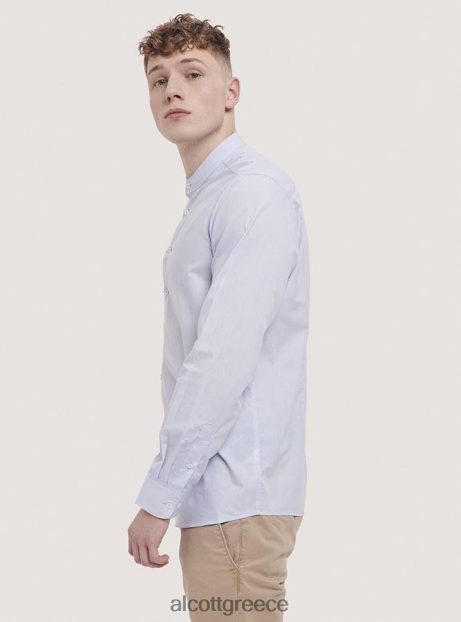 είδη ένδυσης Alcott camicia a maniche lunghe con collo coreano άσπρο άνδρες RRJDJ4992 - Image 4