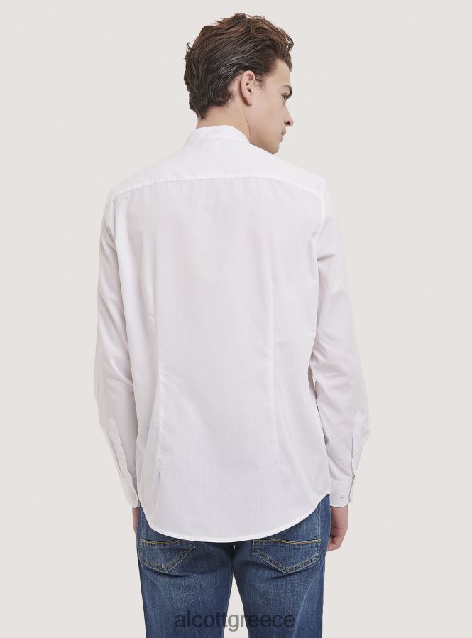 είδη ένδυσης Alcott camicia a maniche lunghe con collo coreano άσπρο άνδρες RRJDJ41019 - Image 4