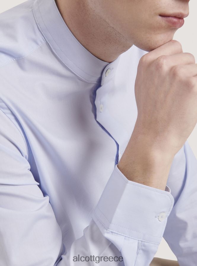 είδη ένδυσης Alcott camicia a maniche lunghe con collo coreano άσπρο άνδρες RRJDJ4992 - Image 6