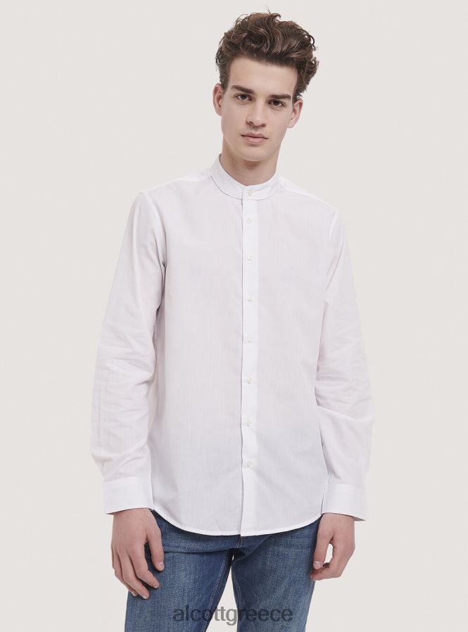 είδη ένδυσης Alcott camicia a maniche lunghe con collo coreano άσπρο άνδρες RRJDJ41019 - Image 6