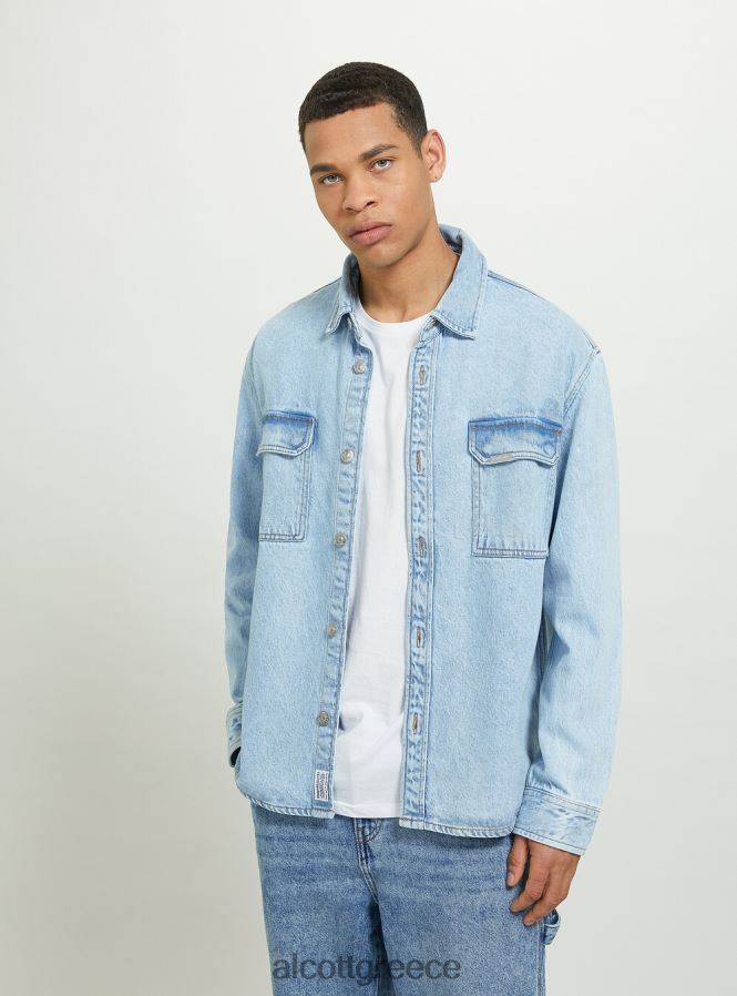 είδη ένδυσης Alcott camicia σε τζιν oversize con tasconi d006 γαλάζιο άνδρες RRJDJ4672 - Image 3