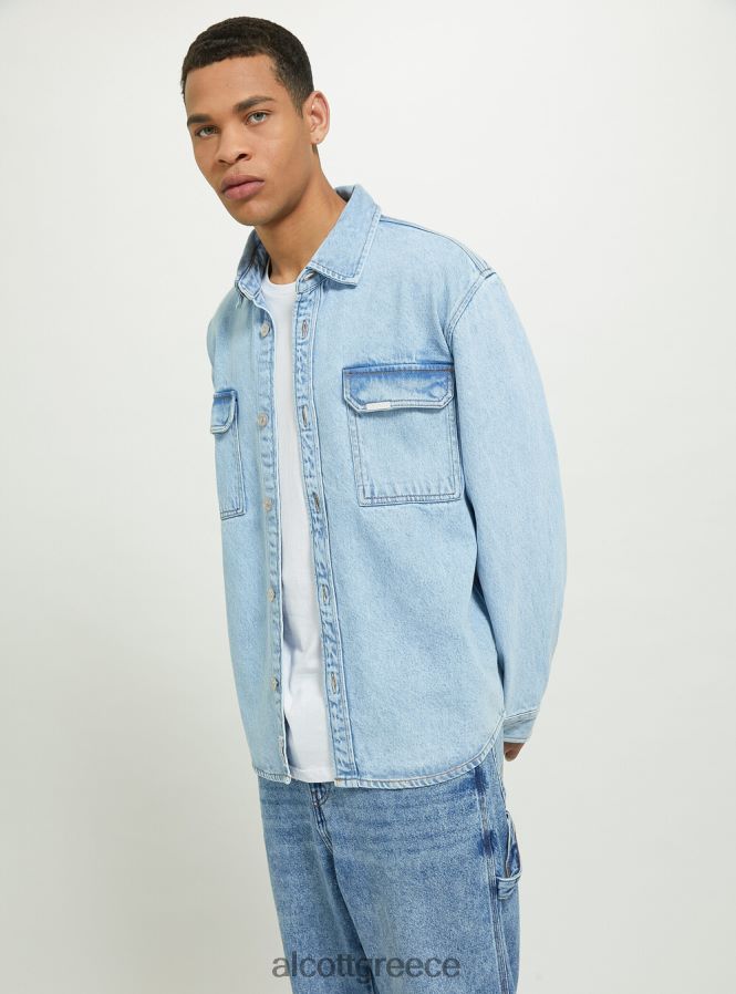 είδη ένδυσης Alcott camicia σε τζιν oversize con tasconi d006 γαλάζιο άνδρες RRJDJ4672 - Image 4