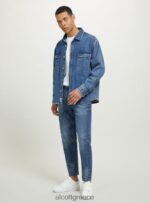 είδη ένδυσης Alcott camicia σε τζιν oversize con tasconi d006 γαλάζιο άνδρες RRJDJ4641 - Image 4
