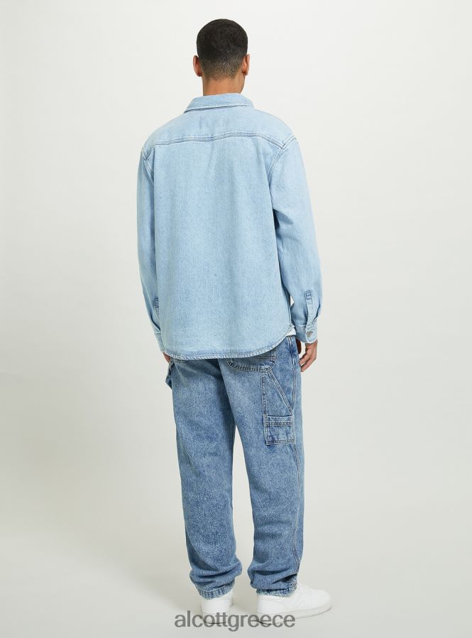 είδη ένδυσης Alcott camicia σε τζιν oversize con tasconi d006 γαλάζιο άνδρες RRJDJ4672 - Image 5