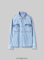 είδη ένδυσης Alcott camicia σε τζιν oversize con tasconi d006 γαλάζιο άνδρες RRJDJ4672 - Image 6