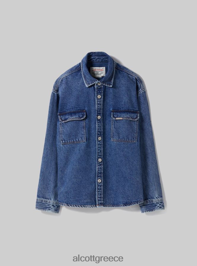 είδη ένδυσης Alcott camicia σε τζιν oversize con tasconi d006 γαλάζιο άνδρες RRJDJ4641 - Image 6