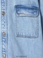 είδη ένδυσης Alcott camicia σε τζιν oversize con tasconi d006 γαλάζιο άνδρες RRJDJ4672 - Image 7
