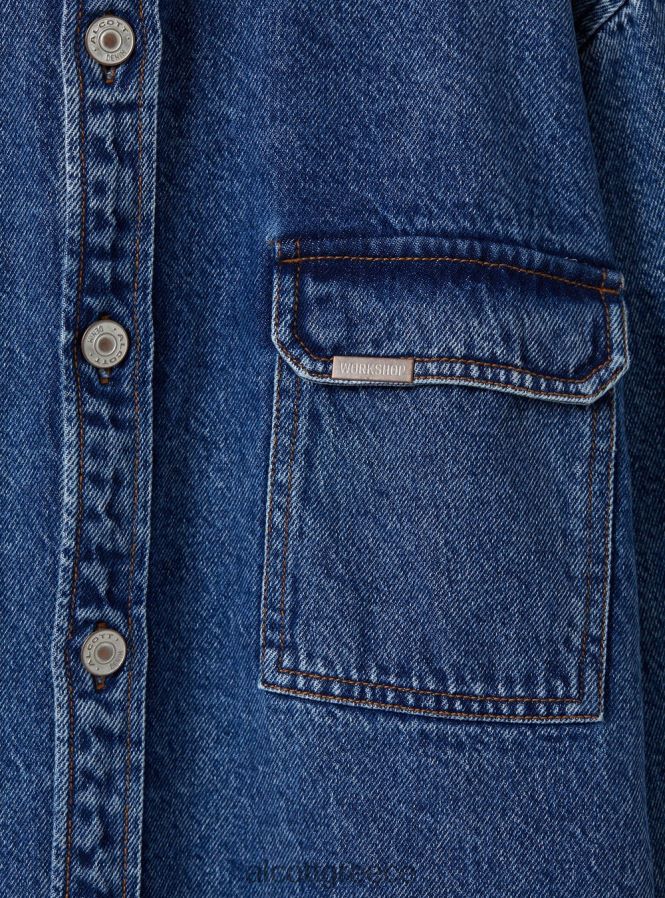 είδη ένδυσης Alcott camicia σε τζιν oversize con tasconi d006 γαλάζιο άνδρες RRJDJ4641 - Image 7