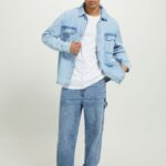 είδη ένδυσης Alcott camicia σε τζιν oversize con tasconi d006 γαλάζιο άνδρες RRJDJ4672