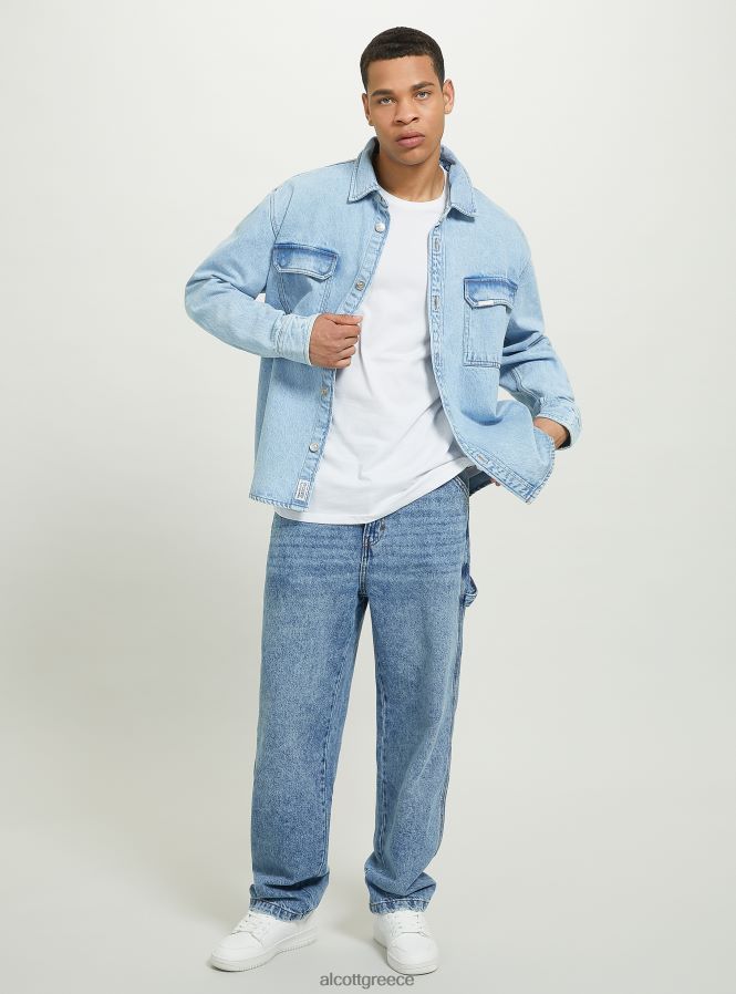 είδη ένδυσης Alcott camicia σε τζιν oversize con tasconi d006 γαλάζιο άνδρες RRJDJ4672 - Image 1