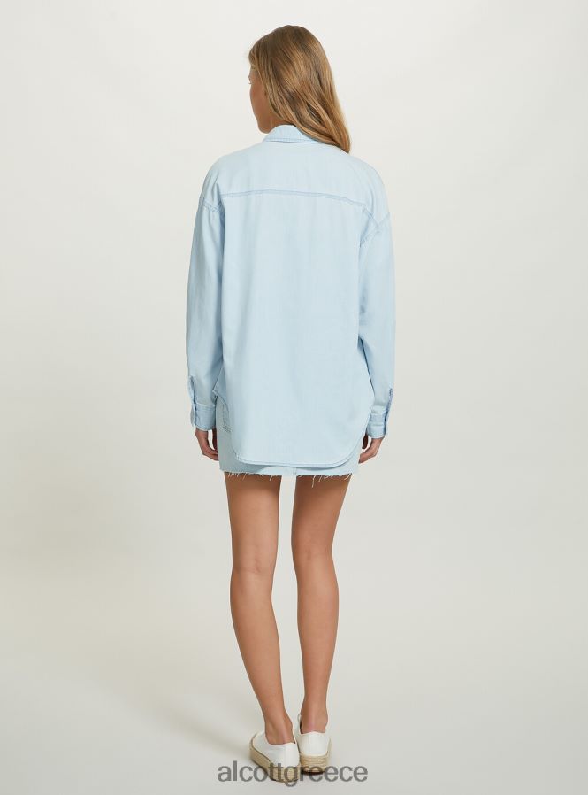 είδη ένδυσης Alcott camicia σε τζιν oversize d007 ανοιχτό γαλάζιο γυναίκες RRJDJ4423 - Image 5