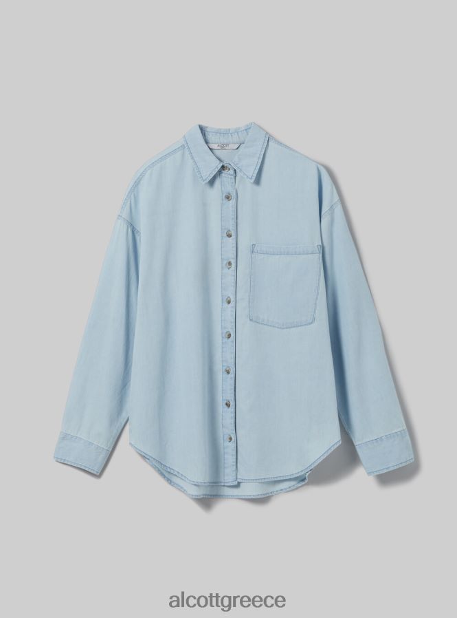 είδη ένδυσης Alcott camicia σε τζιν oversize d007 ανοιχτό γαλάζιο γυναίκες RRJDJ4423 - Image 6