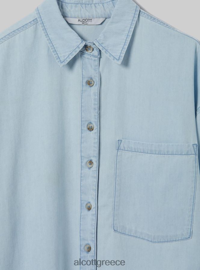 είδη ένδυσης Alcott camicia σε τζιν oversize d007 ανοιχτό γαλάζιο γυναίκες RRJDJ4423 - Image 7