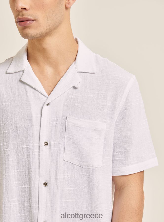 είδη ένδυσης Alcott camicia collo bowling in misto con taschino wh1 υπόλευκο άνδρες RRJDJ41090 - Image 2