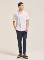 είδη ένδυσης Alcott camicia collo bowling in misto con taschino wh1 υπόλευκο άνδρες RRJDJ41090 - Image 3