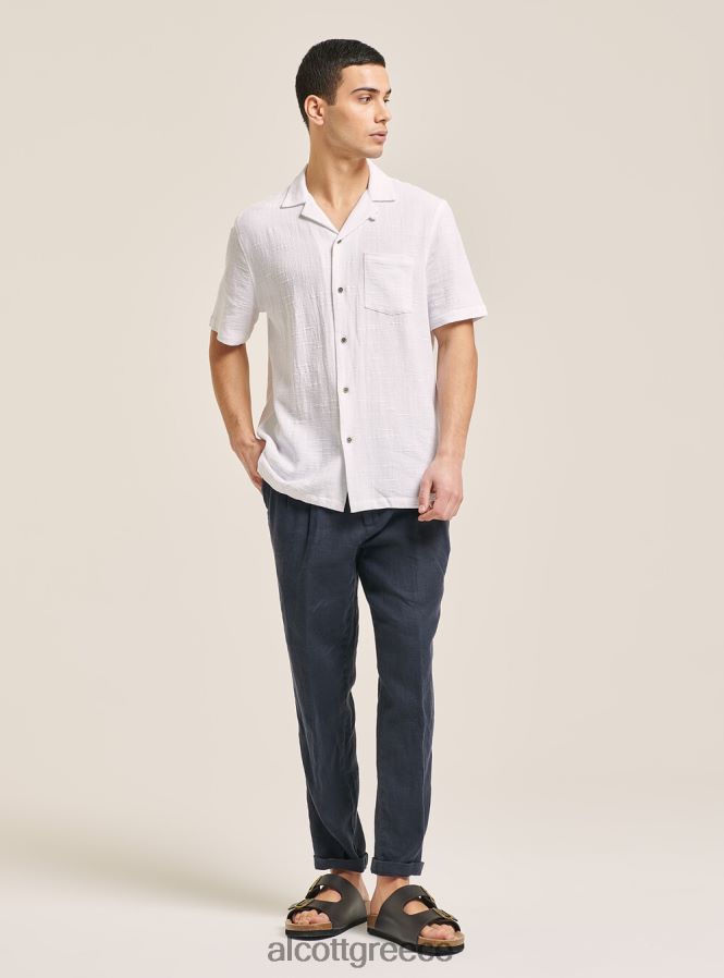 είδη ένδυσης Alcott camicia collo bowling in misto con taschino wh1 υπόλευκο άνδρες RRJDJ41090 - Image 3