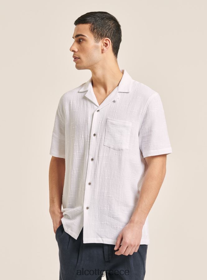 είδη ένδυσης Alcott camicia collo bowling in misto con taschino wh1 υπόλευκο άνδρες RRJDJ41090 - Image 4