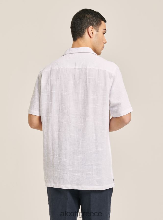 είδη ένδυσης Alcott camicia collo bowling in misto con taschino wh1 υπόλευκο άνδρες RRJDJ41090 - Image 5