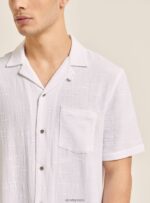 είδη ένδυσης Alcott camicia collo bowling in misto con taschino wh1 υπόλευκο άνδρες RRJDJ41090