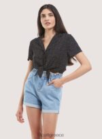 είδη ένδυσης Alcott camicia crop con nodo μαύρος γυναίκες RRJDJ4322 - Image 2