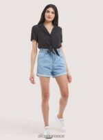 είδη ένδυσης Alcott camicia crop con nodo μαύρος γυναίκες RRJDJ4322 - Image 3