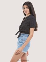 είδη ένδυσης Alcott camicia crop con nodo μαύρος γυναίκες RRJDJ4322 - Image 4