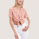 είδη ένδυσης Alcott camicia crop con nodo μαύρος γυναίκες RRJDJ4323