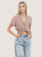 είδη ένδυσης Alcott camicia crop con nodo μαύρος γυναίκες RRJDJ4324