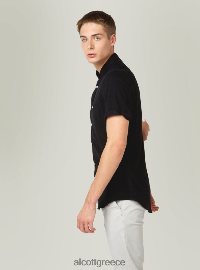 είδη ένδυσης Alcott camicia di piquet con collo coreano μπλε άνδρες RRJDJ4716 - Image 3