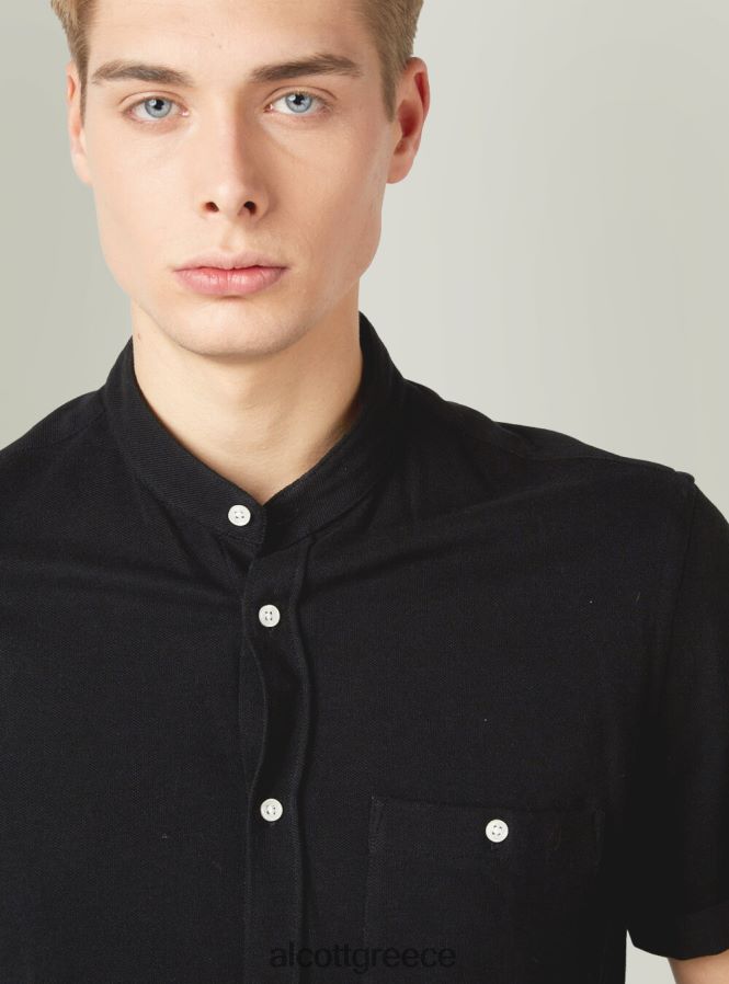 είδη ένδυσης Alcott camicia di piquet con collo coreano μπλε άνδρες RRJDJ4716 - Image 5