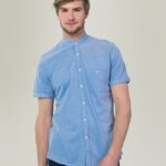είδη ένδυσης Alcott camicia di piquet con collo coreano μπλε άνδρες RRJDJ4717