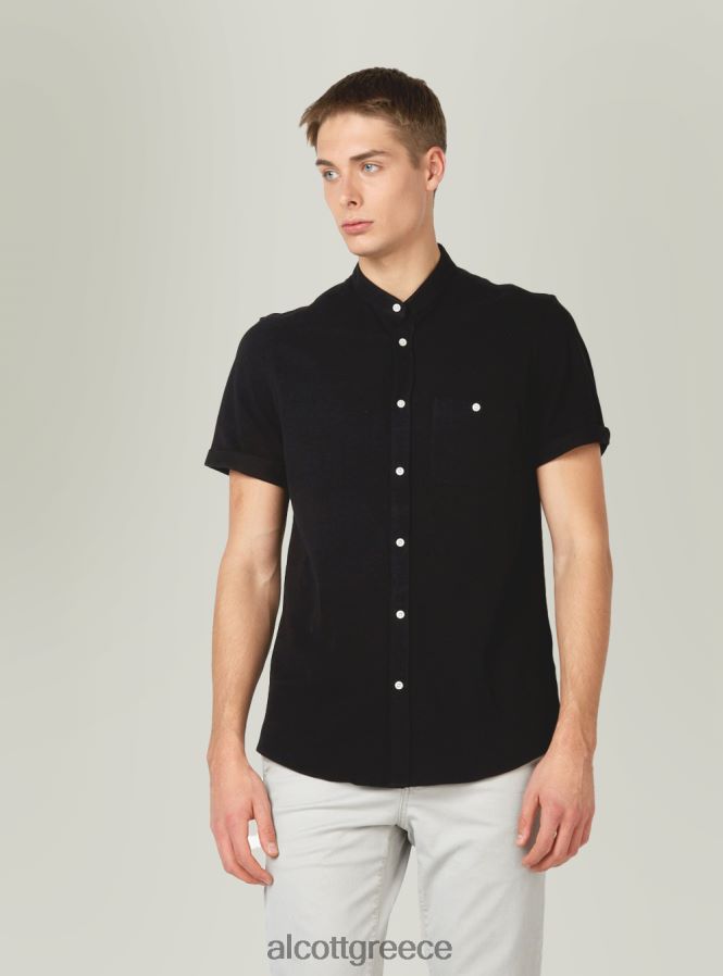 είδη ένδυσης Alcott camicia di piquet con collo coreano μπλε άνδρες RRJDJ4716 - Image 1