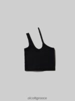 είδη ένδυσης Alcott ασύμμετρο cropped top bk1 μαύρο γυναίκες RRJDJ4247 - Image 6