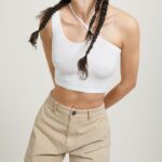 είδη ένδυσης Alcott ασύμμετρο cropped top bk1 μαύρο γυναίκες RRJDJ4249