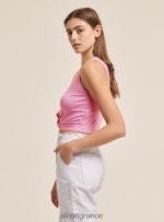 είδη ένδυσης Alcott βασικό cropped top tank με βαμβακερό κόμπο bk1 μαύρο γυναίκες RRJDJ4239 - Image 3