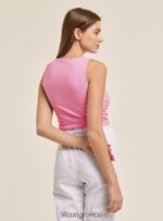 είδη ένδυσης Alcott βασικό cropped top tank με βαμβακερό κόμπο bk1 μαύρο γυναίκες RRJDJ4239 - Image 4
