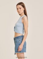 είδη ένδυσης Alcott βασικό cropped top tank με βαμβακερό κόμπο bk1 μαύρο γυναίκες RRJDJ4261 - Image 4