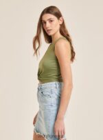 είδη ένδυσης Alcott βασικό cropped top tank με βαμβακερό κόμπο bk1 μαύρο γυναίκες RRJDJ4263 - Image 4