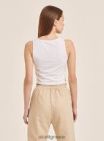 είδη ένδυσης Alcott βασικό cropped top tank με βαμβακερό κόμπο bk1 μαύρο γυναίκες RRJDJ4146 - Image 5
