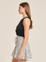 είδη ένδυσης Alcott βασικό cropped top tank με βαμβακερό κόμπο bk1 μαύρο γυναίκες RRJDJ4455 - Image 5