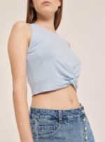 είδη ένδυσης Alcott βασικό cropped top tank με βαμβακερό κόμπο bk1 μαύρο γυναίκες RRJDJ4261 - Image 6