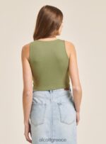 είδη ένδυσης Alcott βασικό cropped top tank με βαμβακερό κόμπο bk1 μαύρο γυναίκες RRJDJ4263 - Image 6